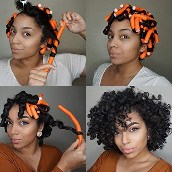 XCCOCO 1Pack(10Rods) Flexi Curling Hair Rods No Heat Soft Foam Hair Curlers Twist Flex Rods Set for Long,Medium,Short Human Hair DIY Hair Curlers Accessories Color Random(Diameter 0.8cm) - Image 3